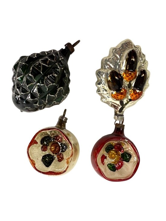 Germany Other - Vintage Ornament Lot of 4 Mixed Glass Germany Mercury & Indent Translucent